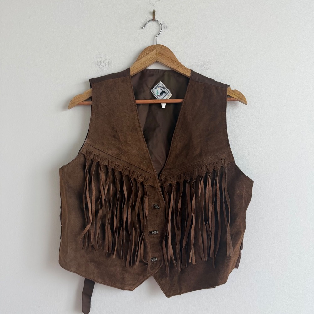 Vintage Western Desperado Leather Suede Fringe Vest